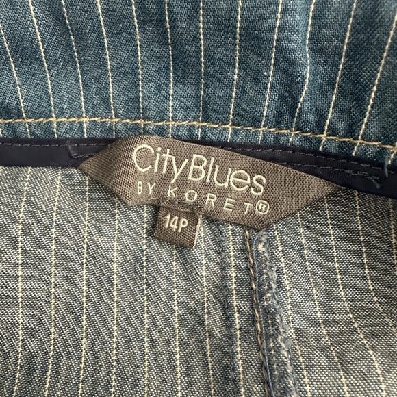 City Blues by Koret blue Jean denim striped midi skirt with back slit SZ 14P - Picture 5 of 5